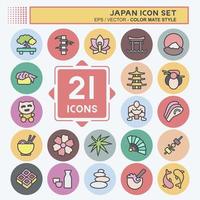 conjunto de iconos de japón. adecuado para el símbolo japonés. estilo compañero de color. diseño simple editable. vector de plantilla de diseño. ilustración sencilla