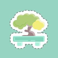 Sticker line cut Bonsai. suitable for Japanese symbol. simple design editable. design template vector. simple illustration vector