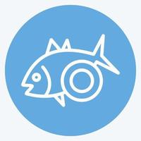 icono de pescado al horno. adecuado para el símbolo de mariscos. estilo de ojos azules. diseño simple editable. vector de plantilla de diseño. ilustración sencilla