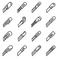 Cutter icons set, outline style vector