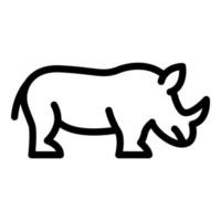 icono de rinoceronte en peligro de extinción, estilo de contorno vector