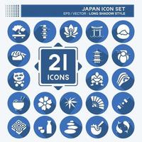 Icon Set Japan. suitable for Japanese symbol. long shadow style. simple design editable. design template vector. simple illustration vector