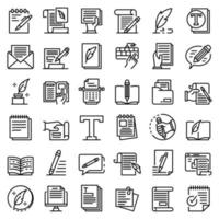 Copywriter icons set, outline style vector