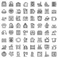 conjunto de iconos de servicio de habitaciones, estilo de esquema vector