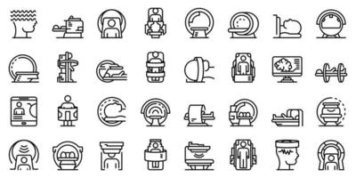 Magnetic resonance imaging icons set, outline style vector