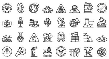 Biohazard icons set, outline style vector