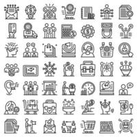 Purchasing Manager icons set, outline style vector