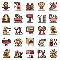 Groomer icons set, outline style vector