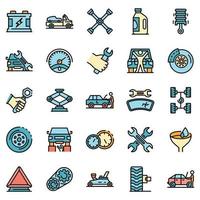 Auto mechanic icons set vector flat