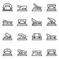 Hole puncher icons set, outline style vector