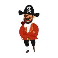 Vector captain pirate sailor cartoon isolated on white. Illustration.