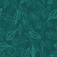Seamless pattern hand drawn vector green summer leaf background. Print with leaves. Elegant beautiful line nature ornament for fabric, wrapping and textile. Scrapbook, wallpaper paper.