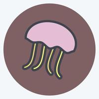 Icon Jelly Fish. suitable for seafood symbol. color mate style. simple design editable. design template vector. simple illustration vector