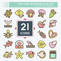 Icon Set Fish and Seafood. suitable for seafood symbol. flat style. simple design editable. design template vector. simple illustration vector