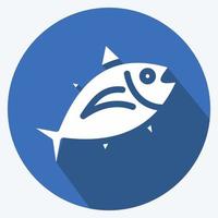 Icon Tuna. suitable for seafood symbol. long shadow style. simple design editable. design template vector. simple illustration vector