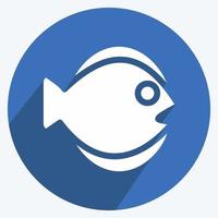 Icon Flat Fish. suitable for seafood symbol. long shadow style. simple design editable. design template vector. simple illustration vector