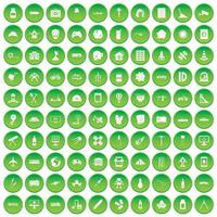 100 iconos de desarrollo establecer círculo verde vector