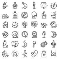 Digestion icons set, outline style vector