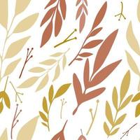 Seamless pattern with wild herbs branches and leaves background cute autumn yellow, orange, brown pattern with leaves. vector