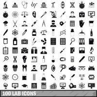 100 iconos de laboratorio, estilo simple vector