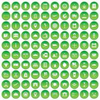 100 iconos de cargador establecer círculo verde vector