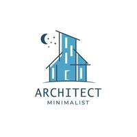 Architect minimalist logo with moon vector