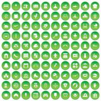 100 motherhood icons set green circle