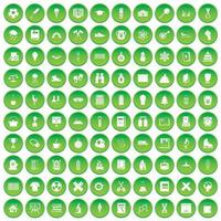 100 años escolares iconos en círculo verde vector