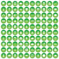 100 startup icons set green circle vector