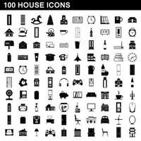 100 house icons set, simple style vector