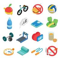 iconos isométricos de estilo de vida saludable vector