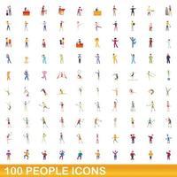 100 personas, conjunto de iconos de estilo de dibujos animados