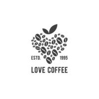 plantilla de logotipo de café de amor clásico vector