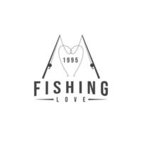 fishing love logo classic vector