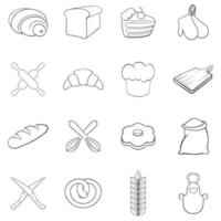 esquema de conjunto de iconos de panadería vector