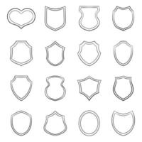Shield icon set outline vector