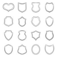 Shield icon set outline vector