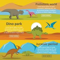 Dinosaur park banner horizontal set, flat style vector