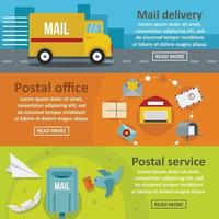 Postal delivery banner horizontal set, flat style vector