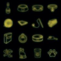 Cats accessories icons set vector neon