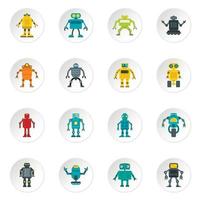 Robot icons set in flat style vector