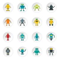 iconos de robot establecidos en estilo plano vector