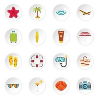 Summer rest set flat icons vector