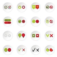 Check mark icons set, flat style vector