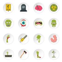 iconos de zombies establecidos en estilo plano vector