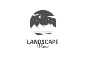 Classic logo landscape view in the night vector