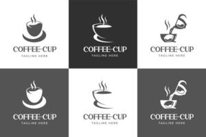 conjunto de logo taza de café clásico en blanco y negro vector