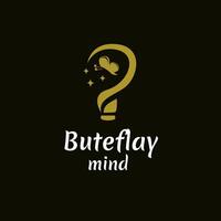 Butterfly mind logo template modern vector
