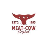 Classic logo meat cow original vector