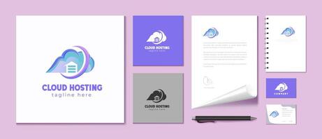 clouds hosting logo branding vector